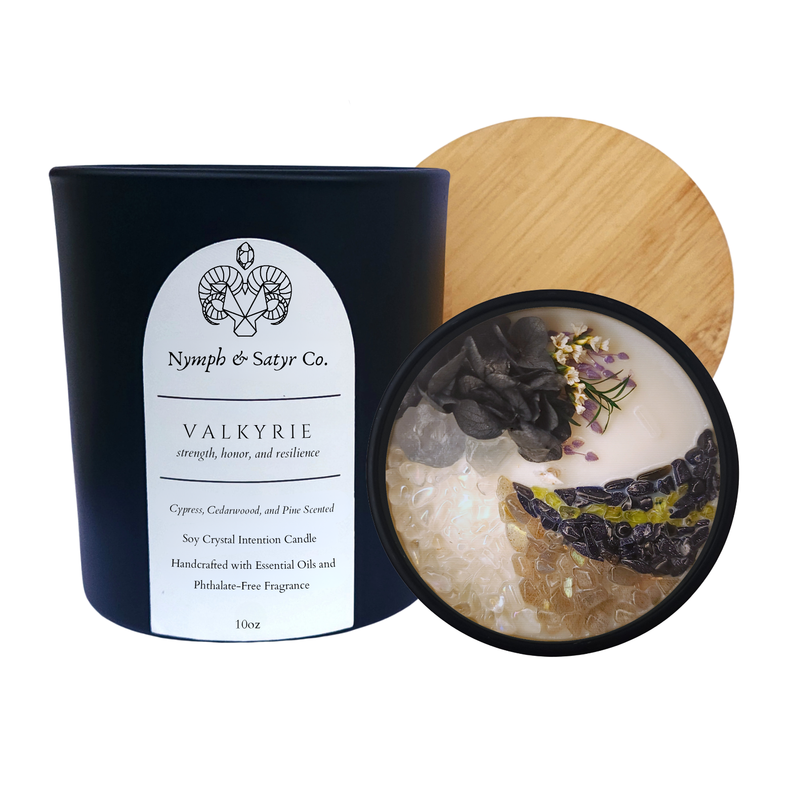 Valkyrie • 10oz Soy Crystal Candle (Black Glass)