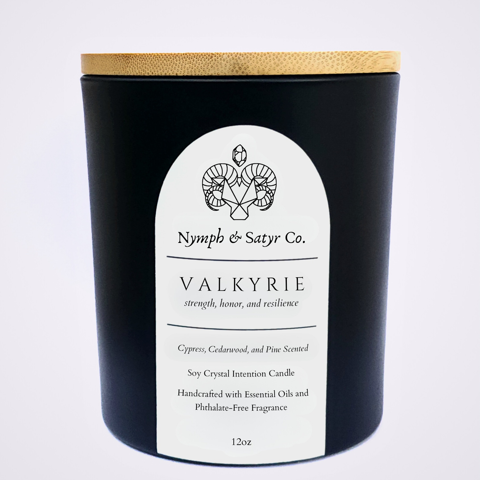 Valkyrie • 12oz Soy Crystal Candle (Black Glass)